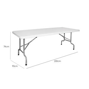 โต๊ะโพลีเอทิลีนพับได้สำหรับกลางแจ้งใช้ในบ้านพร้อม200x90x75cm กรอบโลหะ - Product Image 3