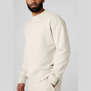 Sudaderas estampadas personalizadas Vintage de algodón y poliéster para hombre, cuello redondo, manga larga, hombros caídos, detalle acanalado, liso, Invierno - Product Image 4