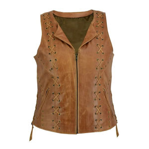 Chaleco de Mujer de Cuero Genuino de Primera Calidad con Nuevo Diseño Moderno, Forro de Lana Ligero y Sostenible, Impermeable y Ecológico - Product Image 1