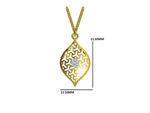 Ensemble de pendentifs en plaqué or fin 18 carats de créateur traditionnel pour femmes comprenant des boucles d'oreilles assorties pour les mariages et les fêtes - Product Image 3