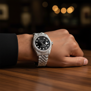 BGJ Full Stone Iced Style Mens Watch Black Dial Stainless Steel Japan Quartz <b>Wristwatch</b> Custom Logo OEM Manufacturer for Men - Product Image 6