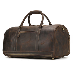 Sac de sport de luxe vintage en cuir véritable pour homme de 62cm super large bagage de week-end pour hommes sacs de voyage à bandoulière de style sportif - Product Image 4