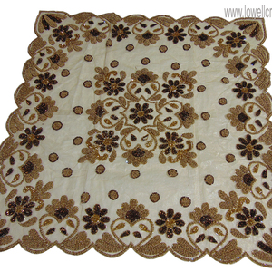 Décorations de table pour réception de mariage Nappe carrée en organza brodé et transparent Superpositions de couvertures de table décoratives élégantes - Product Image 1