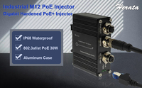 Injecteur PoE+ de qualité industrielle 1000 Mbps 30W 48V M12 étanche, conçu pour les caméras IP de surveillance des bus et trains