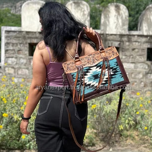 Bolso de mano de gran capacidad para mujer, bolso de mano con borlas para SILLÍN, bolso de hombro tipo bandolera de cuero de vaca genuino para mujer - Product Image 2