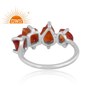 Best Selling Sterling <b>Silver</b> Natural Rough Carnelian Gemstone Stackable <b>Ring</b> Custom Jewelry Manufacturer - Product Image 5