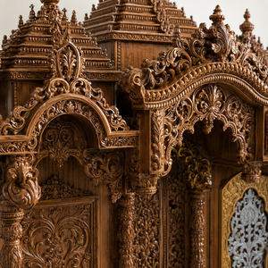 Mandir de Madera Tradicional Tallado a Mano de Tamaño Completo con Cinco Dómes, Compre un Altar de Swami Narayan de Gran Tamaño para el Hogar, Templo de Madera Manidr USA - Product Image 3