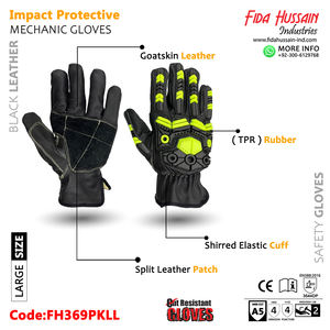 2024 Guantes mecánicos personalizados de alta calidad Guantes de cuero protectores contra impactos para uso en exteriores Venta al por mayor de Pakistán - Product Image 2