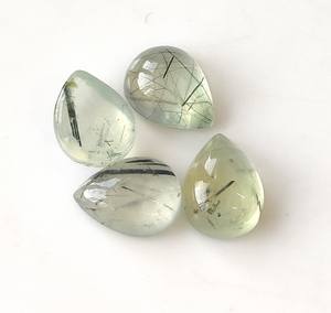 Piedras Preciosas Naturales de Prehnita Verde al por Mayor, Cabujones en Forma de Pera de 3x5mm-20x30mm con Reverso Plano, Piedras Sueltas con Juego de Color para Fabricación de Joyas - Product Image 6