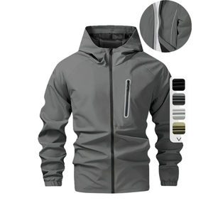 Sweat à capuche de sport de style urbain pour hommes Veste Safari unisexe adulte pour la randonnée en plein air avec fermeture éclair sur le devant Poches d'épaule à capuche - Product Image 2