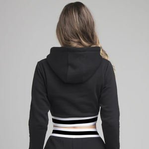 Sudaderas de moda para mujer Sudadera con capucha de manga larga Jersey Casual Sexy Color sólido Sudaderas con capucha Crop Tops Algodón para mujer - Product Image 3