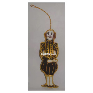 Forma súper antigua de Joker Posición de pie Tela de color negro en cuentas y adorno bordado Zari para colgar árboles de Navidad - Product Image 1