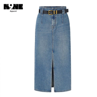 Falda vaquera informal de cintura alta de talla grande longitud Midi con decoración de botones Y2K estilo Sexy precio bajo al por mayor para chicas de moda