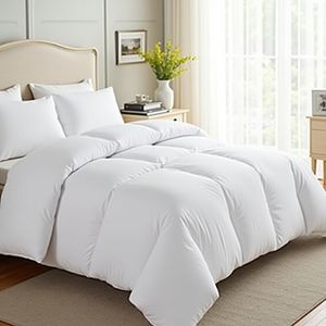 Edredón de algodón tejido 400sm a prueba de plumón suave transpirable e hipoalergénico estilo moderno teñido liso 200X225 cm lavable - Product Image 1