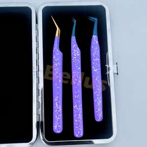 Pinzas para pestañas Herramienta de belleza Pinzas aplicadoras de pestañas injertadas de acero inoxidable Pinzas para extensión de pestañas Logotipo personalizado - Product Image 5