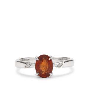 Bague en grenat spessartite 1,72 ct avec zircon blanc, argent sterling plaqué rhodium et accents en or jaune - Product Image 2