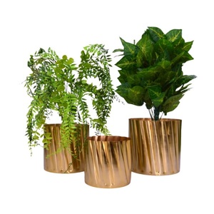 <b>Gold</b> Finished Metal <b>Planter</b> With Metal Stand for Home Living Room Indoor Outdoor Home Balcony Garden Decor <b>Planter</b> Set of 2 - Product Image 3