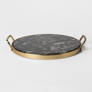 Bandeja de Mármol al por Mayor, Bandeja de Servicio Rectangular Decorativa Blanca de Mármol para Hotel con Asas Doradas, Bandeja de Mármol en Venta a Precio Económico - Product Image 4