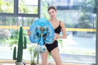 Dino Hatch Bouée de bain pour bébé avec auvent solaire, flotteur de bain sûr non gonflable pour bébés de 3 à 24 mois