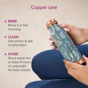 <b>Bottle</b> with Mandala Print Pure Copper <b>Water</b> <b>Bottle</b> <b>1L</b> Mandala Design Designer Copper <b>Bottle</b> Meena Artwork Copper Ayurvedic - Product Image 5