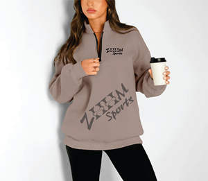 Sudadera con capucha de manga larga para mujer de alta calidad Otoño/Invierno sudadera con media cremallera tela tejida antiarrugas impresa Casual forrado - Product Image 2