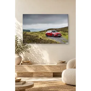 Impression sur toile Fida Red Mercedes CLA sur fond de terrain ensoleillé - Product Image 3