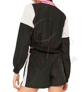 Elegante conjunto de dos piezas con material de poliéster Actividades al aire libre para mujeres Conjuntos cortavientos con logotipo personalizado - Product Image 3