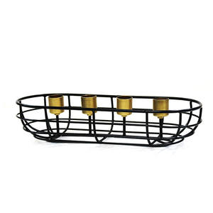Multi-T Light Section Black PC <b>Iron</b> Metal Wire Candleholder with Basket 3-Section for Home Decoration for Birthday Occasions - Product Image 1