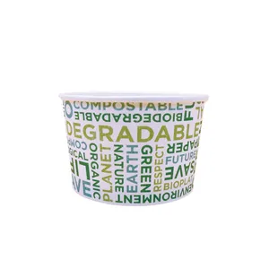 Biodegradable Customizable 230 ml custom 7,77 oz single wall Ice Cream Cup single use disposable typo 160