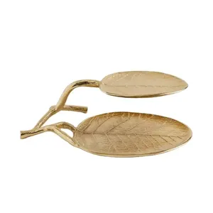Plateau de service en aluminium plaqué or fait à la main personnalisé plat élégant pour la maison hôtel décor de table utilisation en gros - Product Image 4