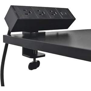 Multipresa scorrevole da scrivania con morsetto, cavo di ricarica rapida 5-in-1 da 1,8 m, 3 prese CA, 1 porta USB-A e 1 porta USB-C (Nero) - Product Image 1