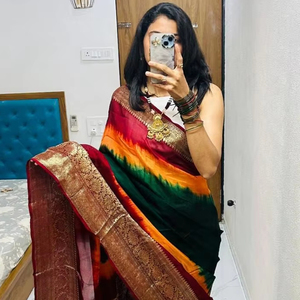 ผ้าส่าหรีผ้าฝ้ายผ้าไหมที่มีคุณภาพดีเยี่ยม - Product Image 1