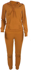 Conjunto de Sudadera con capucha de gran tamaño de 2 piezas de chándal polar de Invierno para mujer de poliéster/algodón de peso pesado ecológico - Product Image 2