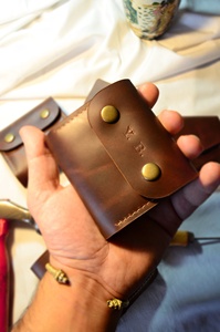 Tarjetero y llave de cuero auténtico hecho a mano, tarjetero Delgado personalizado, diseño Vintage, tarjetero para tarjetas de crédito, billetera para monedas, 2017 - Product Image 5