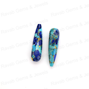 Qualité naturel poli 9x30mm lâche longue goutte Briolette forme lisse cuivre Lapis Lazuli pour la fabrication de boucles d'oreilles bijoux - Product Image 6