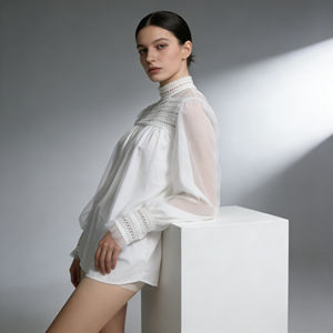 Blusa de Gasa Blanca con Mangas Abullonadas Estilo Bohemio para Mujer, Ideal para Vacaciones de Verano, en Oferta en Temu 2026 - Product Image 3