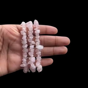 Dynamic <b>Crystal</b> Indian Handmade Reiki Craft Natural Rose Quartz Chips <b>Raw</b> Pink Gemstone Metaphysical Bracelet Gujarat - Product Image 2