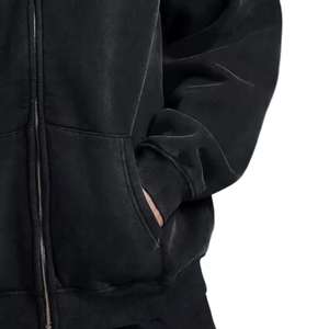 Zip up Acid Wash Distressed Hoodies Unisexe 500 Gsm Streetwear Boxy Hommes Hoodies Haute Qualité À Capuche pour Hommes - Product Image 3