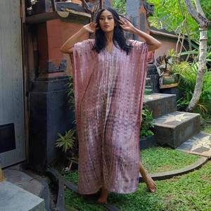 Atractivo de longitud completa suelto bohemio Tie Dye Lady Beach mujeres Kaftan Summers Tie Dye Kaftan vestido de verano Beach Cover Up - Product Image 1