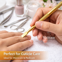 MANAN INSTRUMENTS Pousse-cuticules et nettoyeur d'ongles en métal à double extrémité pour manucure/pédicure, réutilisable, logo personnalisé OEM
