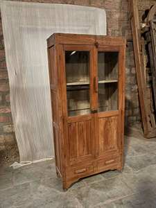 Armoire de cuisine en bois massif bleu élégante de taille moyenne, style moderne antique, luxe classique vintage - Product Image 2