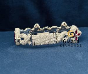 Round Brilliant and Pink Marquise Moissanite Diamond Fully Iced Out Clover Hip Hop <b>Bracelet</b> 925 Sterling Silver For Unisex - Product Image 2