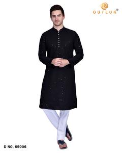 Pijama tradicional con estilo de alta calidad Georgette Lucknowi Work Kurta para hombre, fiesta de boda, compromiso, el estilo indio más hermoso - Product Image 2