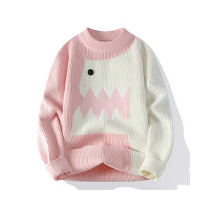 Pull rayé à col rond coupe ajustée pour hommes Pull d'hiver confortable et respirant tricoté à la main Style décontracté - Product Image 3