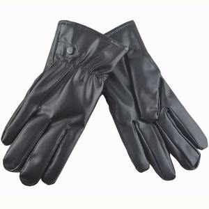 Gants en cuir PU noir thermiques d'hiver pour hommes, style hip-hop, fins, pour la conduite, antidérapants, doigts entiers, écran tactile - Product Image 4