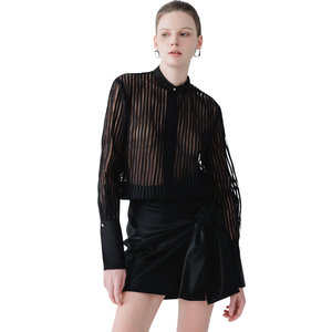 Jupe asymétrique Rory pour femmes personnalisable en cuir végétalien avec étiquettes nœud papillon tissu Denim Style coréen pour l'été - Product Image 1