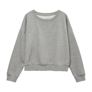 Sweat-shirt en polaire brodé pour femme, écologique, respirant, coupe-vent, gris clair, col rond, manches longues, 340g - Product Image 1