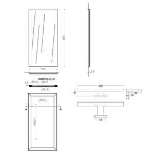 Espejo de Baño LED Simple con Luz, 45 cm x 90 cm - Product Image 3