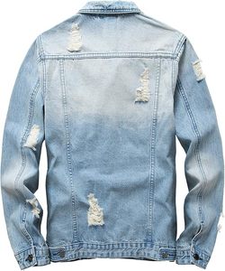 Veste en jean vintage pour hommes, manteau de moto léger et décontracté, veste en jean mince et chaude - Product Image 5