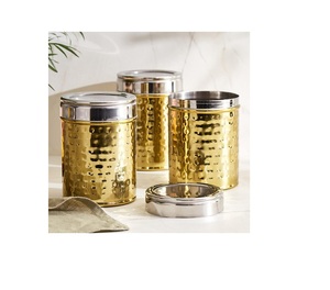 Luxury Golden Brass Canister Gift <b>Box</b> for Party and <b>Weeding</b> Sugar Tea Etc Wholesales - Product Image 3